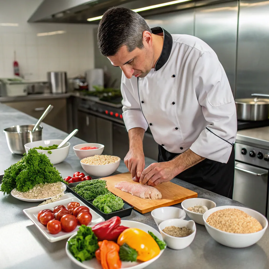 Chef preparing diabetic-friendly meal